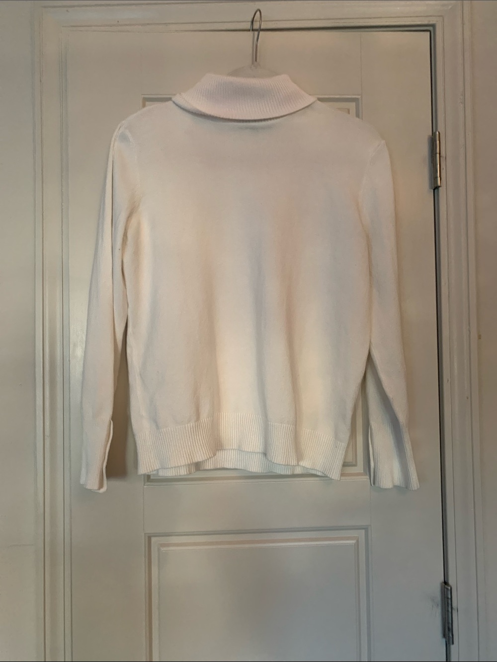 Classic Cream Turtleneck Sweater for Women with Button Sleeve Details